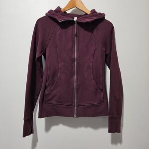 Lululemon Scuba Hoodie Burgundy Zip Up Thick Cozy Athleisure Jacket Size 6
